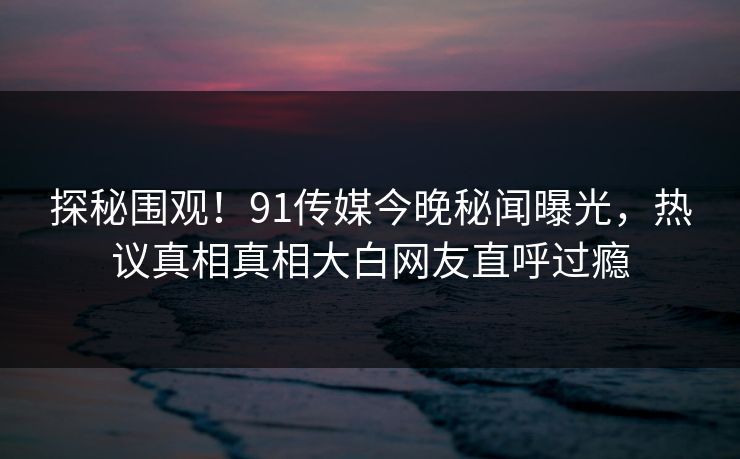 探秘围观！91传媒今晚秘闻曝光，热议真相真相大白网友直呼过瘾