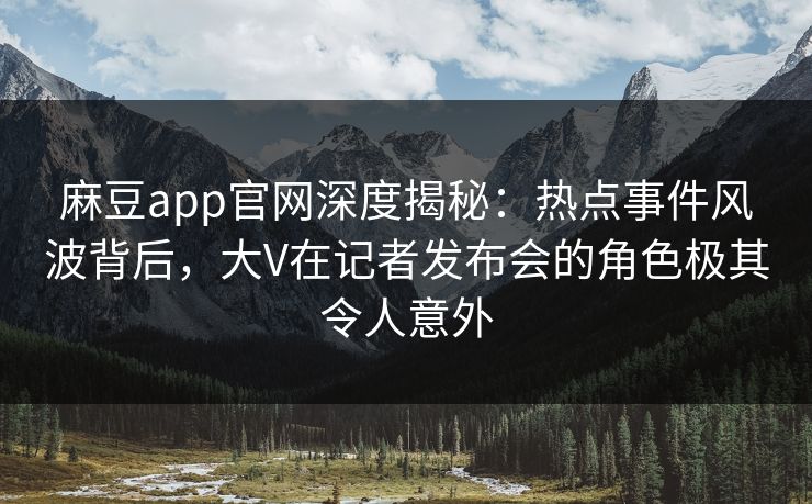 麻豆app官网深度揭秘：热点事件风波背后，大V在记者发布会的角色极其令人意外