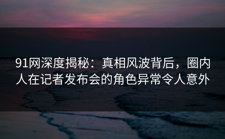 91网深度揭秘：真相风波背后，圈内人在记者发布会的角色异常令人意外