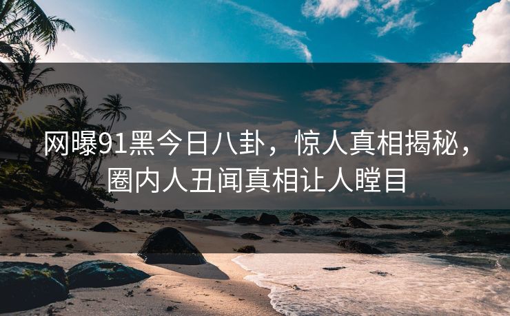 网曝91黑今日八卦，惊人真相揭秘，圈内人丑闻真相让人瞠目